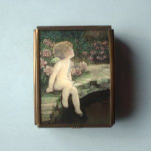 Vintage Enesco glass music box Angel & Butterfly